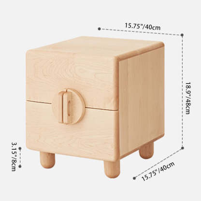 Nordic Maple Wood Knob 2-Drawer Nightstand