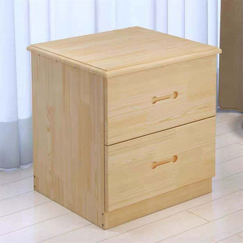 Modern Solid Wood Rectangular 2-Drawer Nightstand