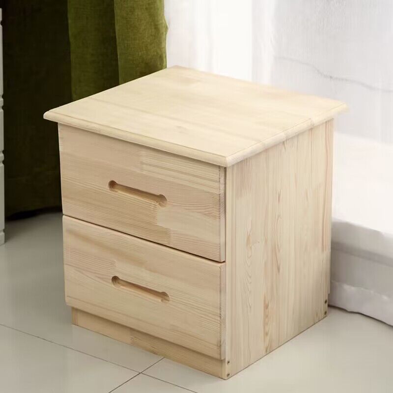 Modern Solid Wood Rectangular 2-Drawer Nightstand