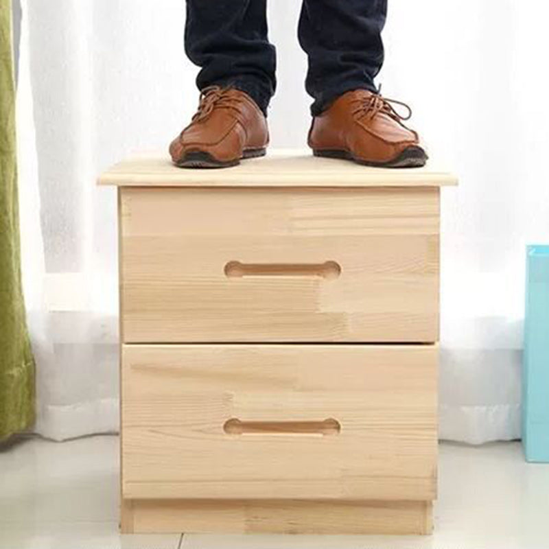 Modern Solid Wood 2-Drawer Nightstand