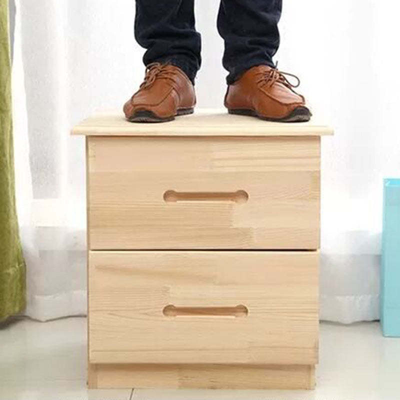 Modern Solid Wood 2-Drawer Nightstand