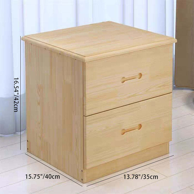 Modern Solid Wood Rectangular 2-Drawer Nightstand