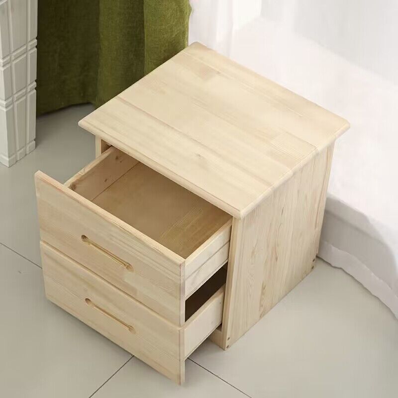 Modern Solid Wood 2-Drawer Nightstand