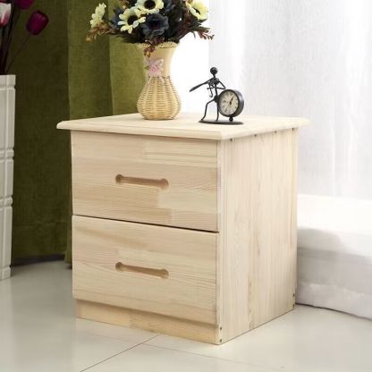 Modern Solid Wood Rectangular 2-Drawer Nightstand