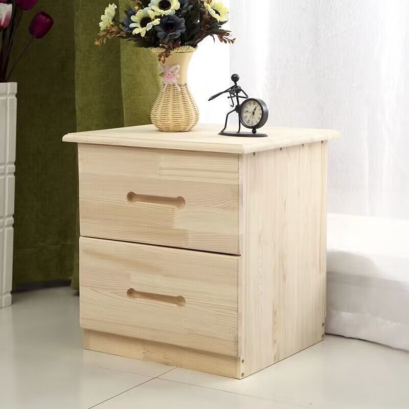 Modern Solid Wood 2-Drawer Nightstand