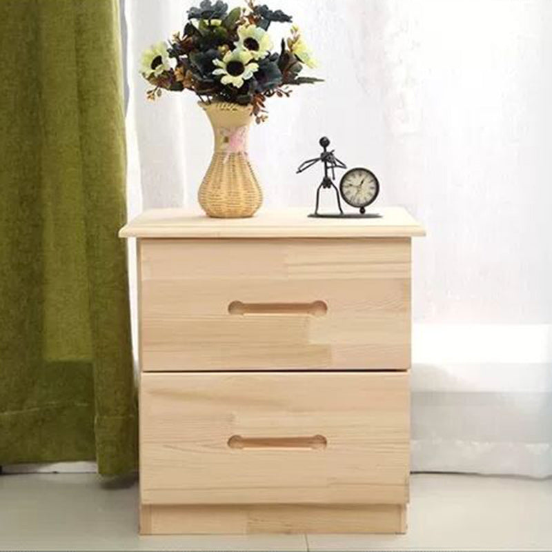 Modern Solid Wood Rectangular 2-Drawer Nightstand