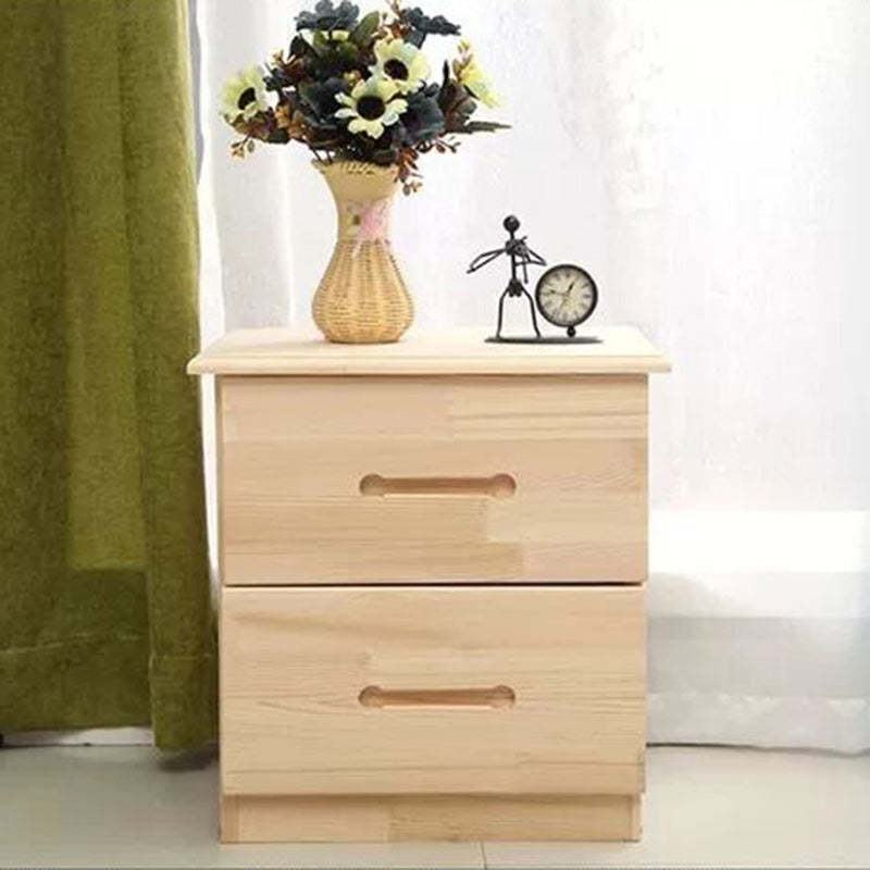 Modern Solid Wood Rectangular 2-Drawer Nightstand