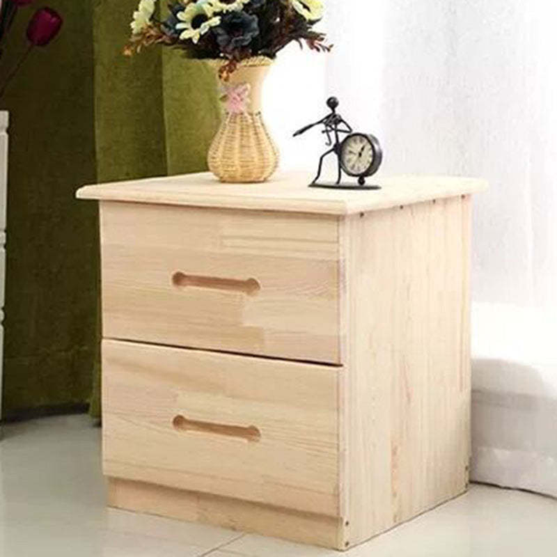 Modern Solid Wood Rectangular 2-Drawer Nightstand
