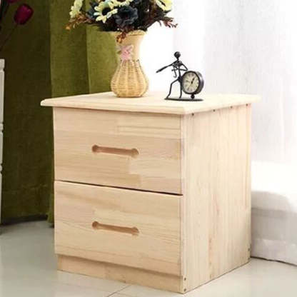 Modern Solid Wood 2-Drawer Nightstand