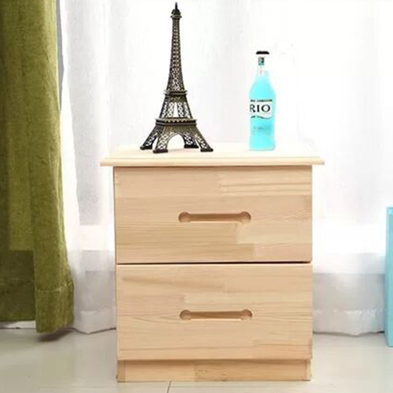Modern Solid Wood Rectangular 2-Drawer Nightstand