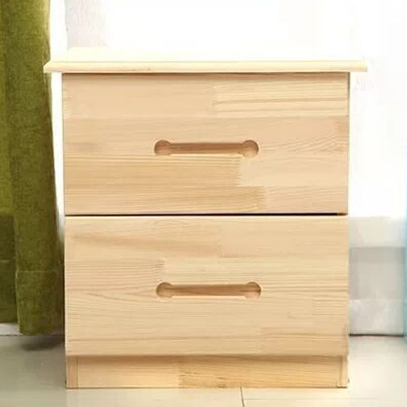 Modern Solid Wood Rectangular 2-Drawer Nightstand