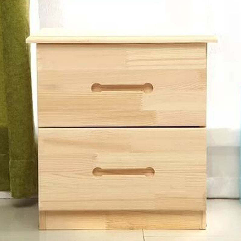 Modern Solid Wood Rectangular 2-Drawer Nightstand