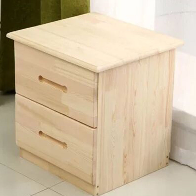Modern Solid Wood Rectangular 2-Drawer Nightstand
