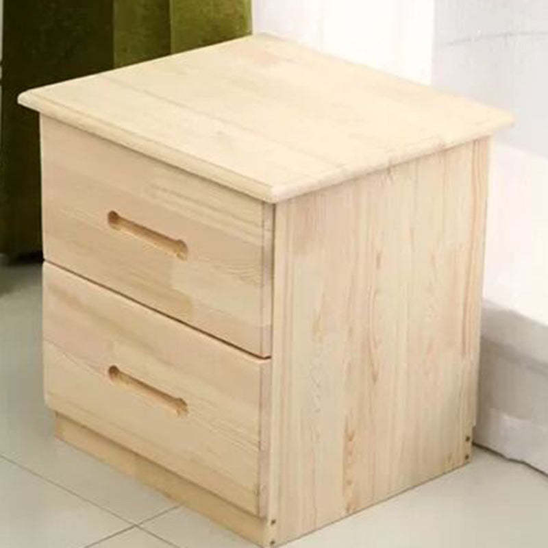 Modern Solid Wood Rectangular 2-Drawer Nightstand