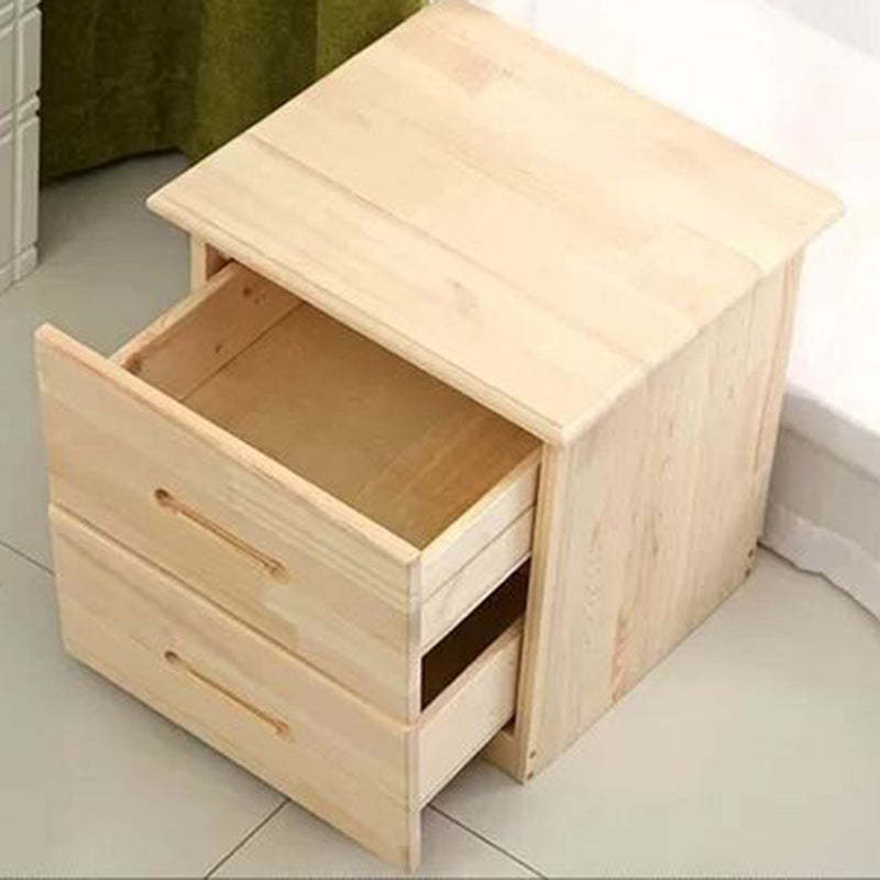 Modern Solid Wood Rectangular 2-Drawer Nightstand