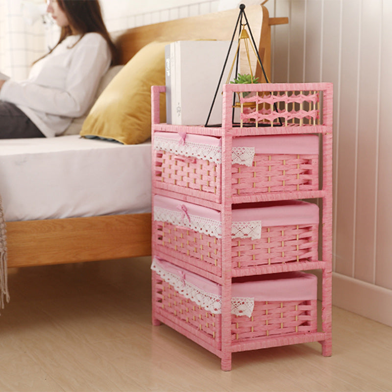 Modern Rattan 3-Storage Nightstand