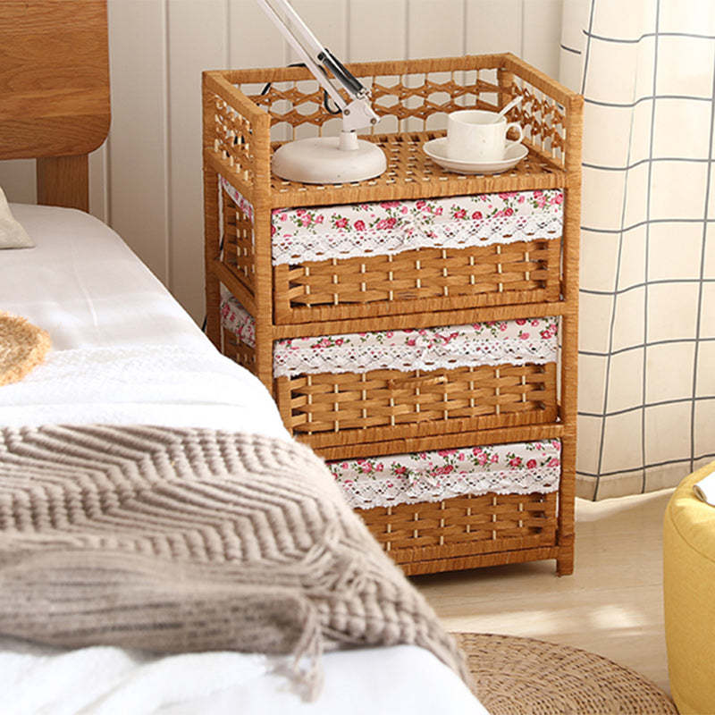 Modern Rattan 3-Storage Nightstand
