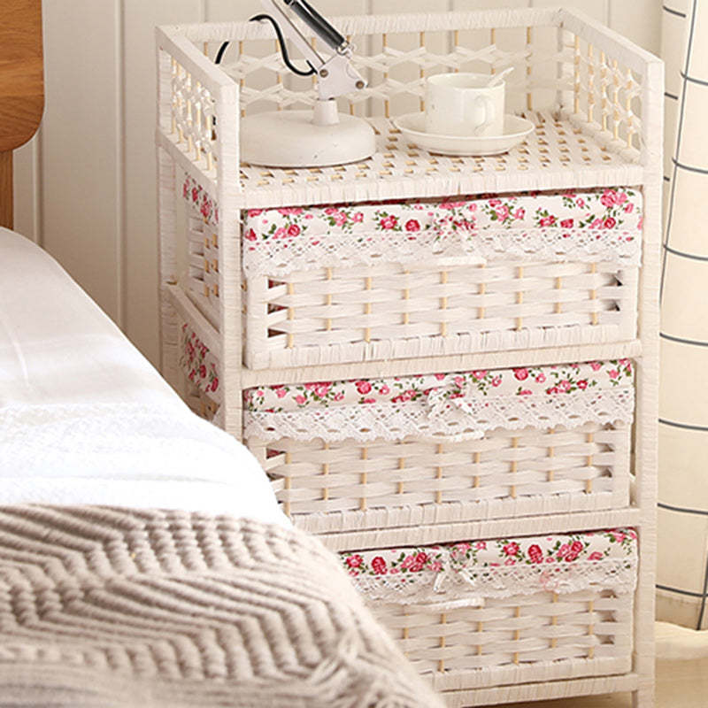 Modern Rattan 3-Storage Nightstand