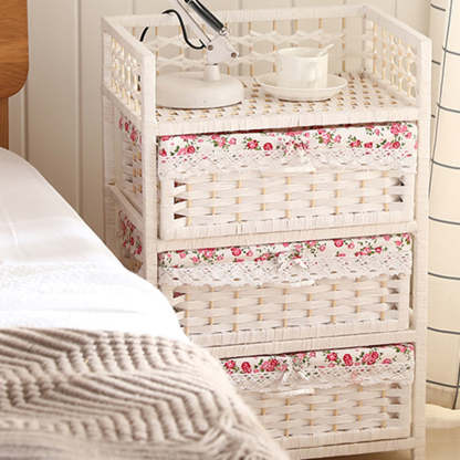 Modern Rattan 3-Storage Nightstand