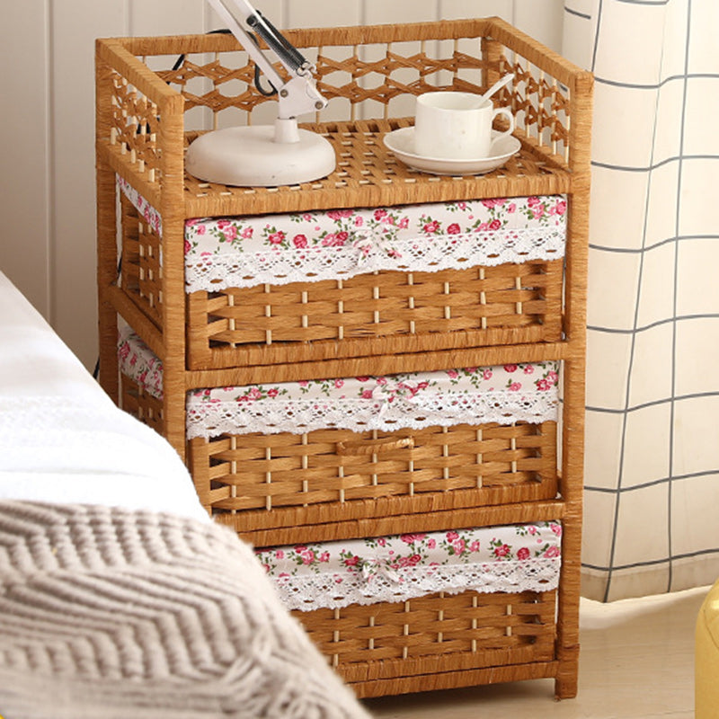 Modern Rattan 3-Storage Nightstand