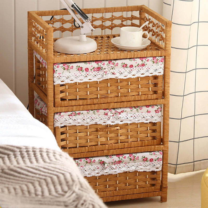 Modern Rattan 3-Storage Nightstand