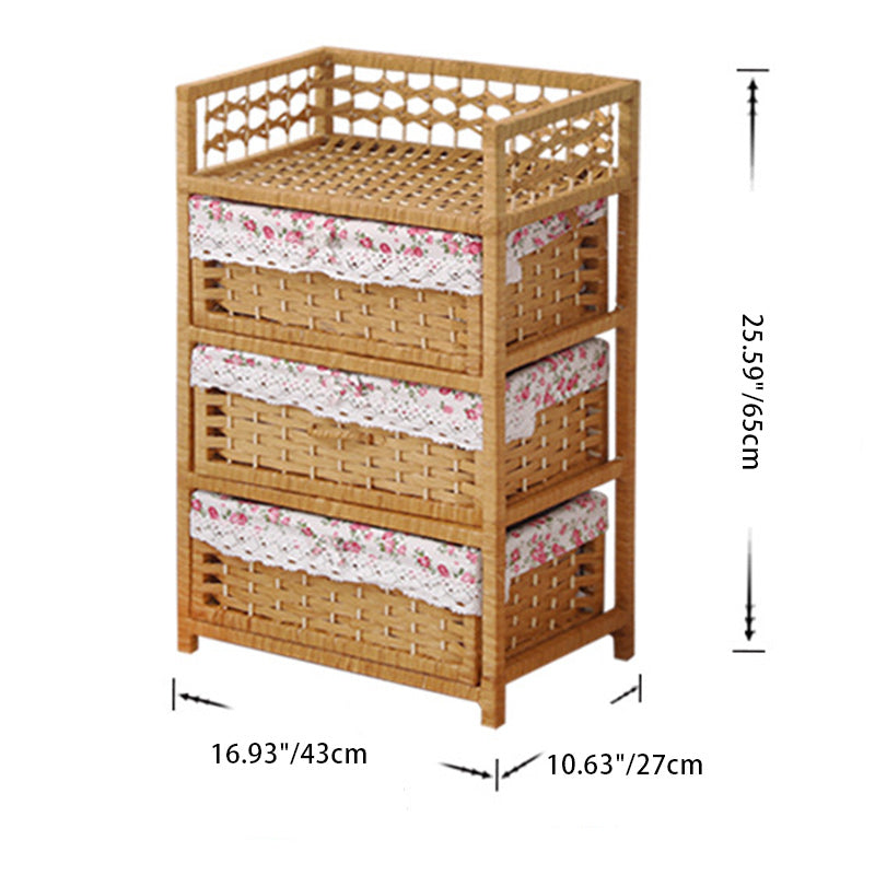 Modern Rattan 3-Storage Nightstand — Colorful