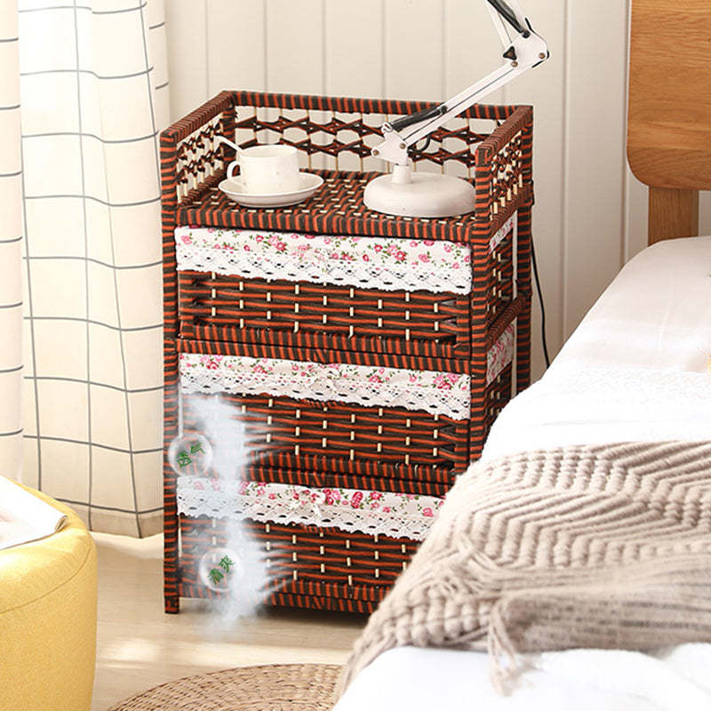 Modern Rattan 3-Storage Nightstand