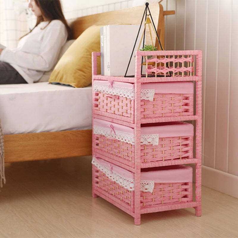 Modern Rattan 3-Storage Nightstand