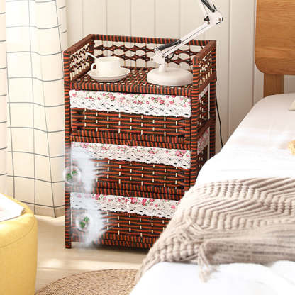 Modern Rattan 3-Storage Nightstand