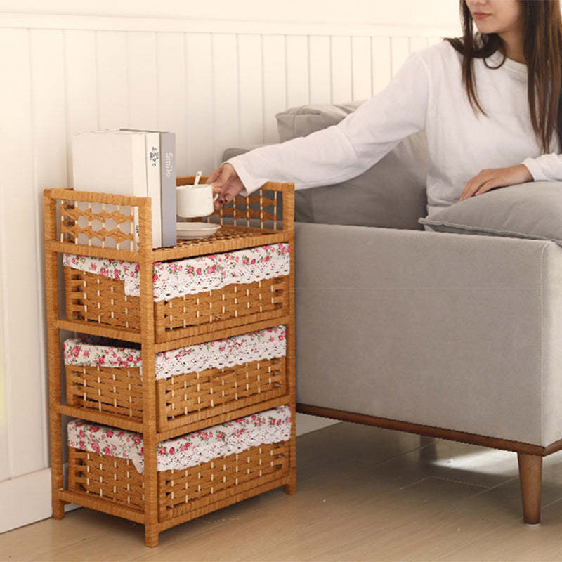 Modern Rattan 3-Storage Nightstand