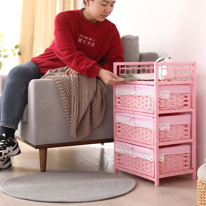 Modern Rattan 3-Storage Nightstand