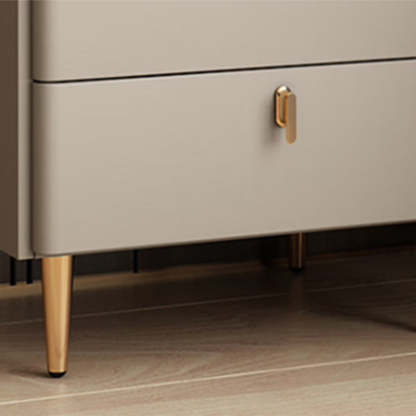 Modern Rock Slab Leather Solid Wood Nightstand 2-Drawer — White