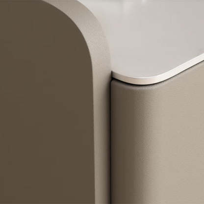 Modern Rock Slab Leather Solid Wood Nightstand 2-Drawer — Dark Gray