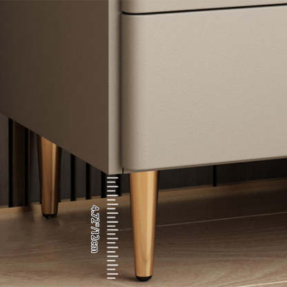 Modern Rock Slab Leather Solid Wood Nightstand 2-Drawer — White