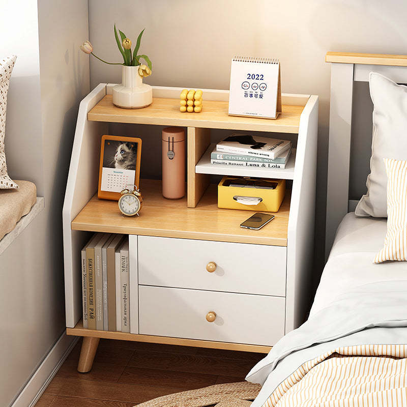 Minimalist Panel Trapezoidal Nightstand 2-Drawer — A / White