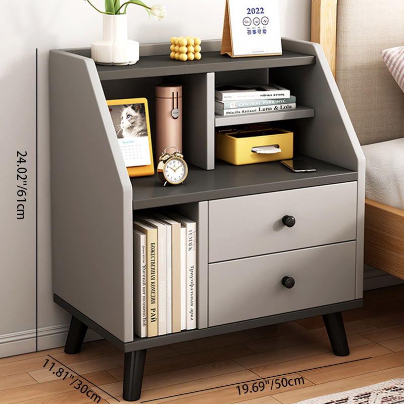 Minimalist Panel Trapezoidal Nightstand 2-Drawer