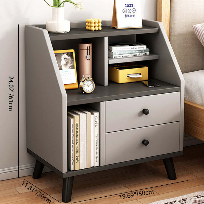 Minimalist Panel Trapezoidal Nightstand 2-Drawer