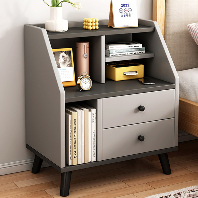 Minimalist Panel Trapezoidal Nightstand 2-Drawer