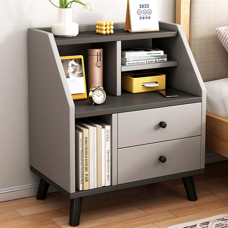 Minimalist Panel Trapezoidal Nightstand 2-Drawer