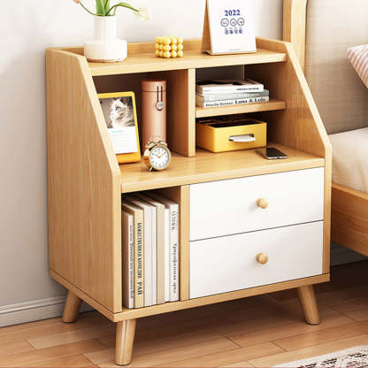 Minimalist Panel Trapezoidal Nightstand 2-Drawer