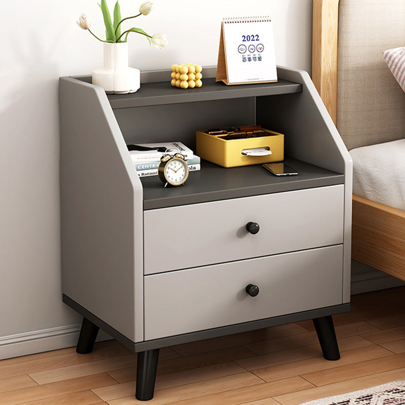 Minimalist Panel Trapezoidal Nightstand 2-Drawer