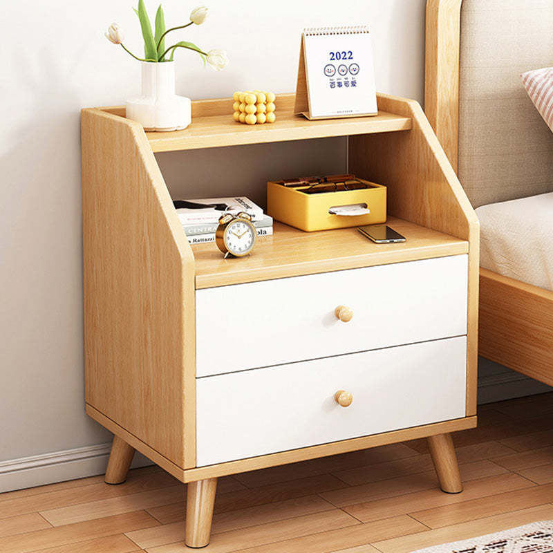 Minimalist Panel Trapezoidal Nightstand 2-Drawer