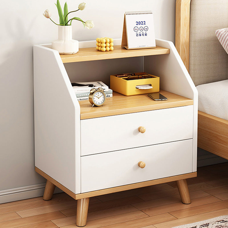 Minimalist Panel Trapezoidal Nightstand 2-Drawer — A / Wood Color