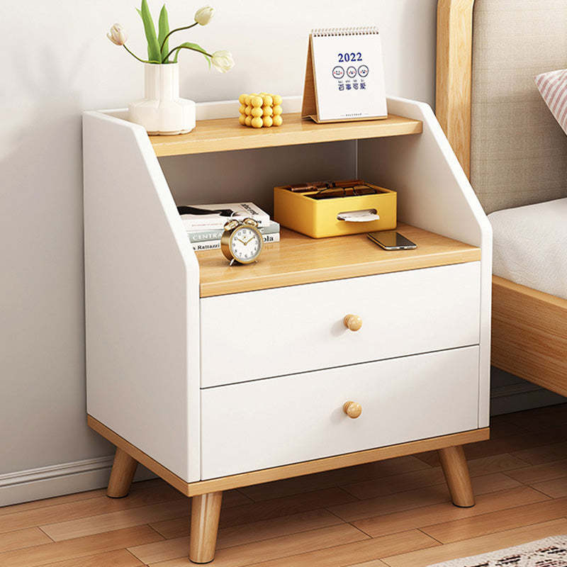 Minimalist Panel Trapezoidal Nightstand 2-Drawer — A / Wood Color