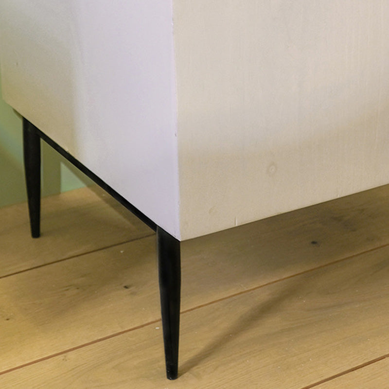 Art Deco Solid Wood Iron 2-Drawer Nightstand