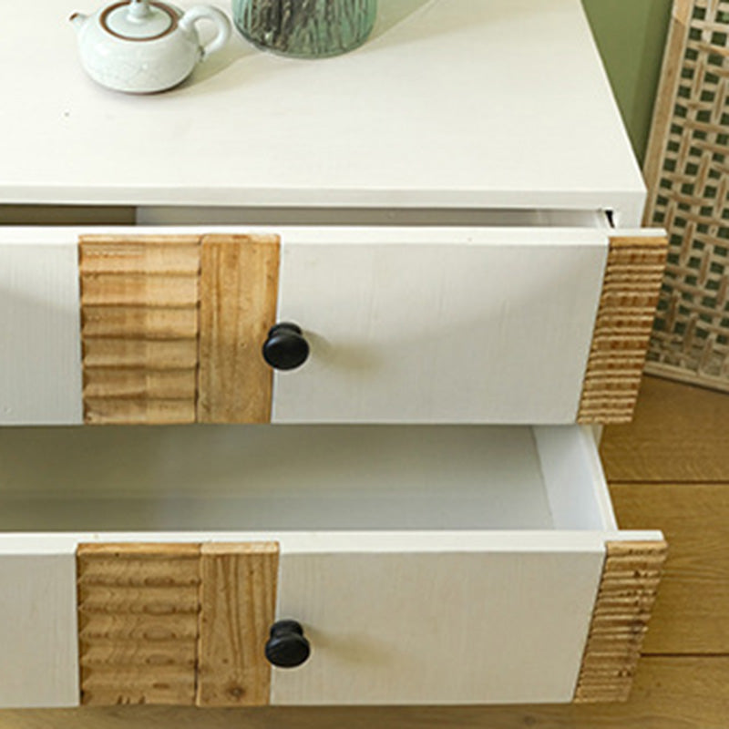Art Deco Solid Wood Iron 2-Drawer Nightstand