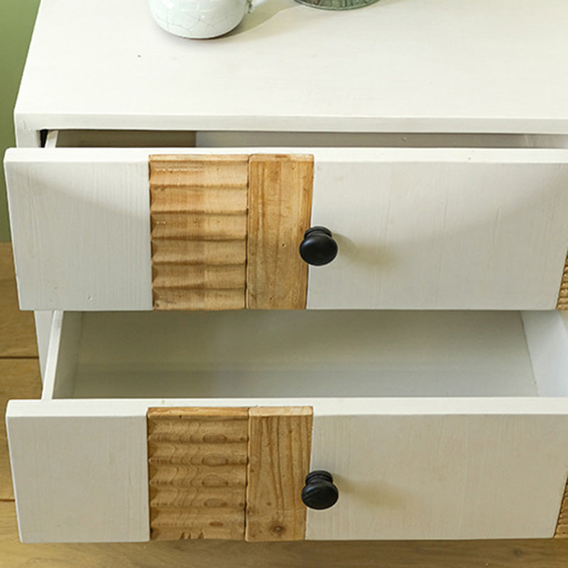 Art Deco Solid Wood Iron 2-Drawer Nightstand