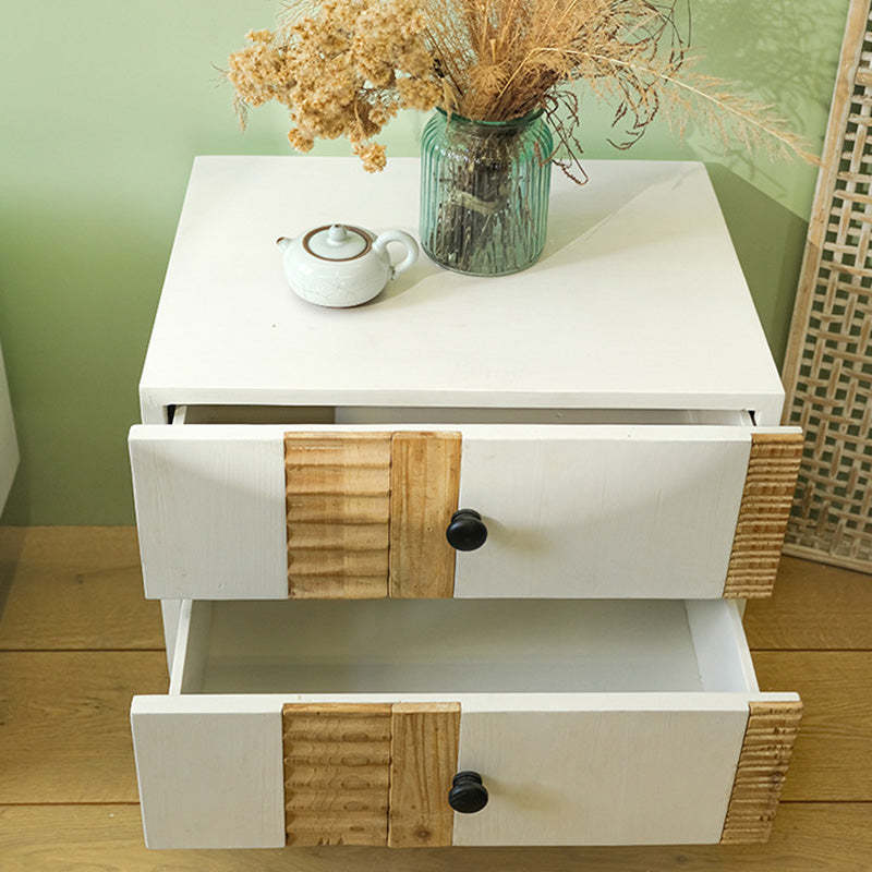 Art Deco Solid Wood Iron 2-Drawer Nightstand