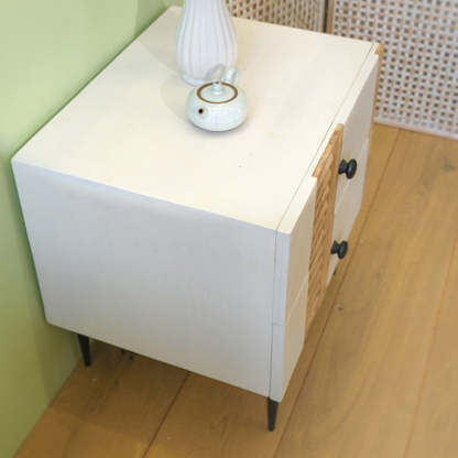 Art Deco Solid Wood Iron 2-Drawer Nightstand