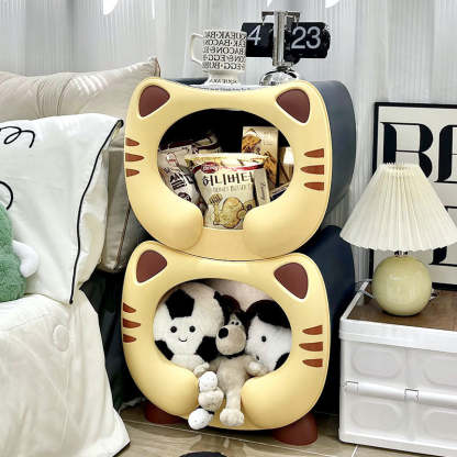 Kids Round Cat Nightstand — Yellow